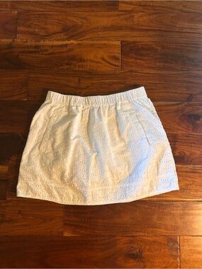 J. Crew White Eyelet Elastic-Waist Mini Skirt